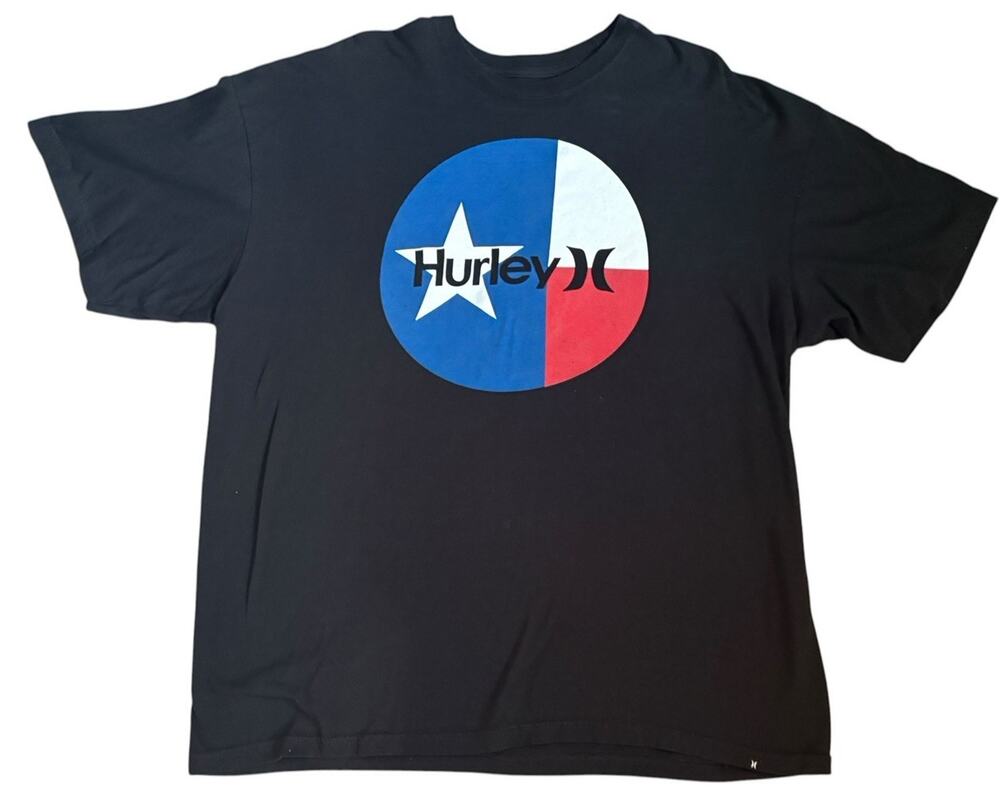 Hurley Texas Flag Graphic T Tee Shirt Mens XXL Black Red White Blue USA